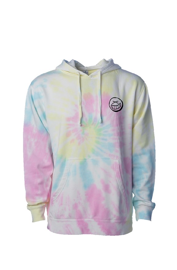 Embroidered Smiley Tie Dye Sunset Swirl Hoodie